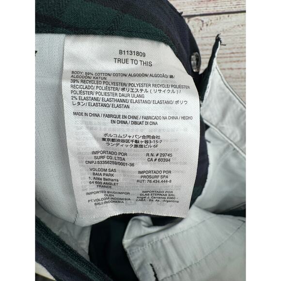 Volcom FroChickie High Rise Plaid Chino Pants Womens 29x30 Blue Green NEW - Picture 13 of 14